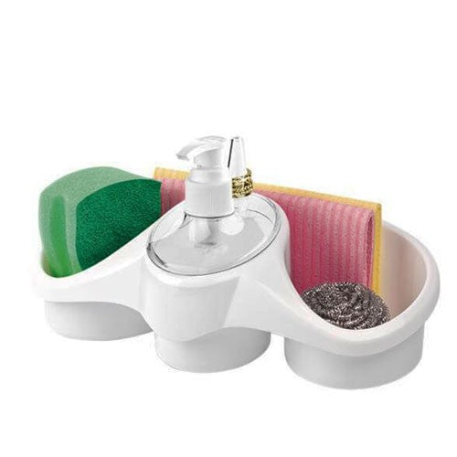 Sponge Holder And Soap Dispenser Sink Organizer