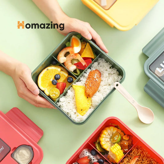 Double Compartment Lunch Box With Spoon