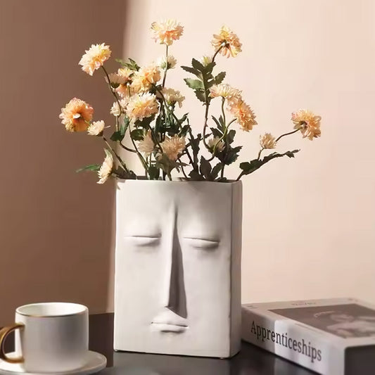 Abstract Head Ceramic Flower Vase