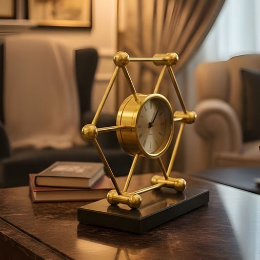 Hexagon Mantel Marble Clock Elegant