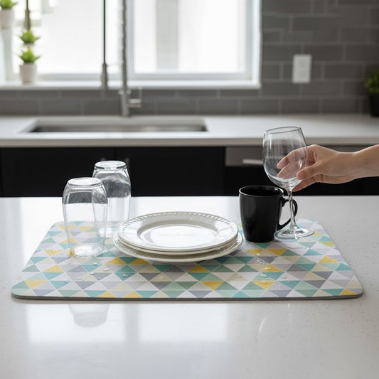 Anti-Slip Dish Drying/Dining Table Mat-Modern Geometric Design