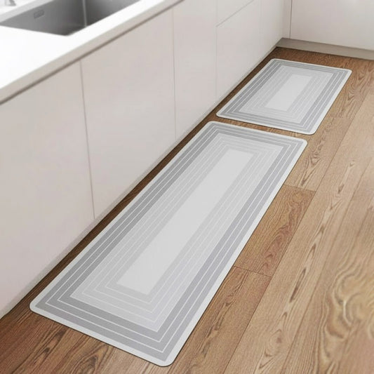 Kitchen Floor Mat Non-slip Set Of 2 Pcs - Concentric Rectangle Design
