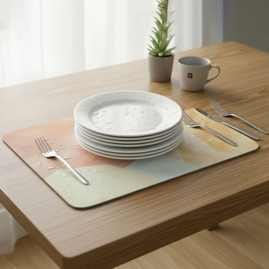 Anti-Slip Dish Drying/Dining Table Mat-Blushing Earth Tones Design