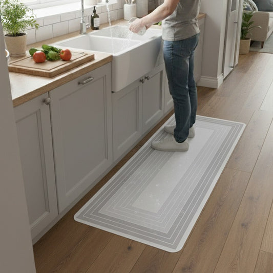 Kitchen Floor Mat Non-slip Set Of 2 Pcs - Concentric Rectangle Design