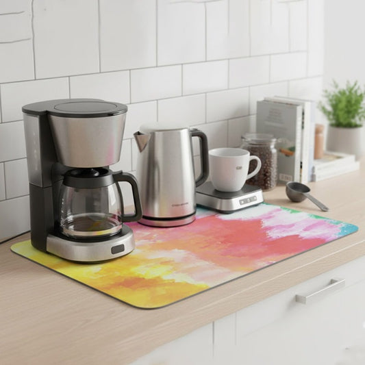 Anti-Slip Dish Drying/Dining Table Mat-Vibrant Brushstroke Design