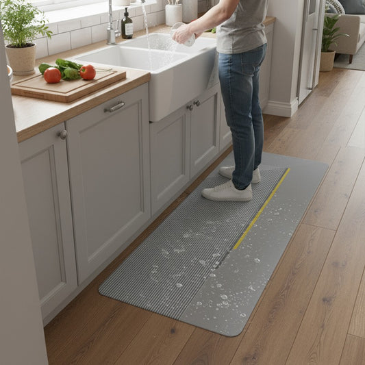 Kitchen Floor Mat Non-slip Set Of 2 Pcs - Asymmetrical Grid Design