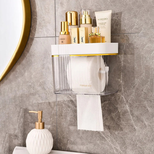 Punch Free Toilet Paper Holder Wall Mounted Tissue Rack