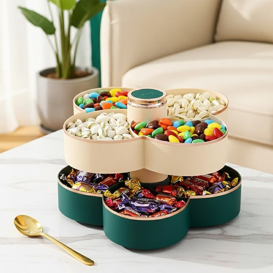 Double Layer Divided Serving Dish with Lid - 4 Sections