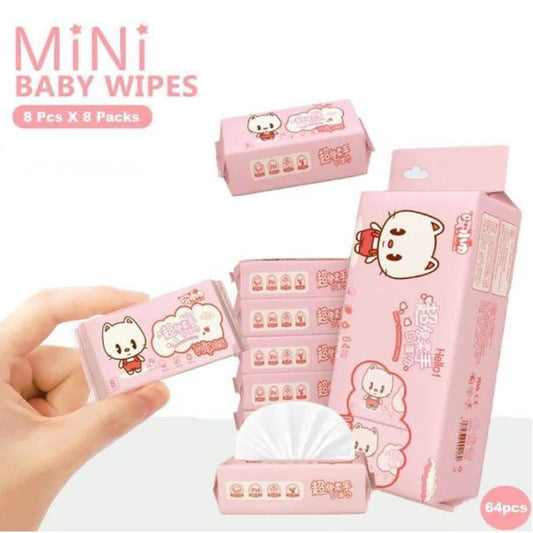 Mini Cleaning Wipes Pack 8 Small Packs Total 64 Wipes