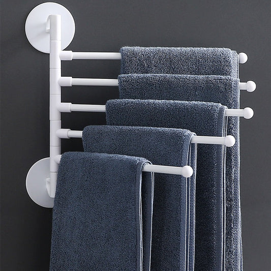 Suction Cup 4 Bar Rotating Bathroom Towel Rack