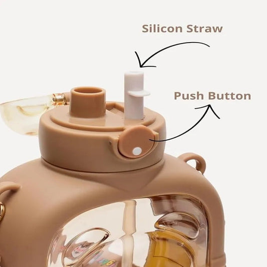 Cute Sipper Water Bottle with Straw & Carry Strap -1000 ML