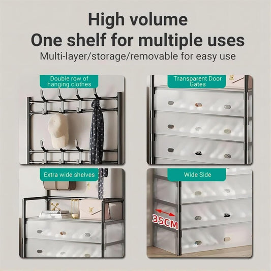 Dustproof Coat & Shoe Rack Multi Functional Storage Organizer