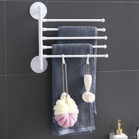 Suction Cup 4 Bar Rotating Bathroom Towel Rack