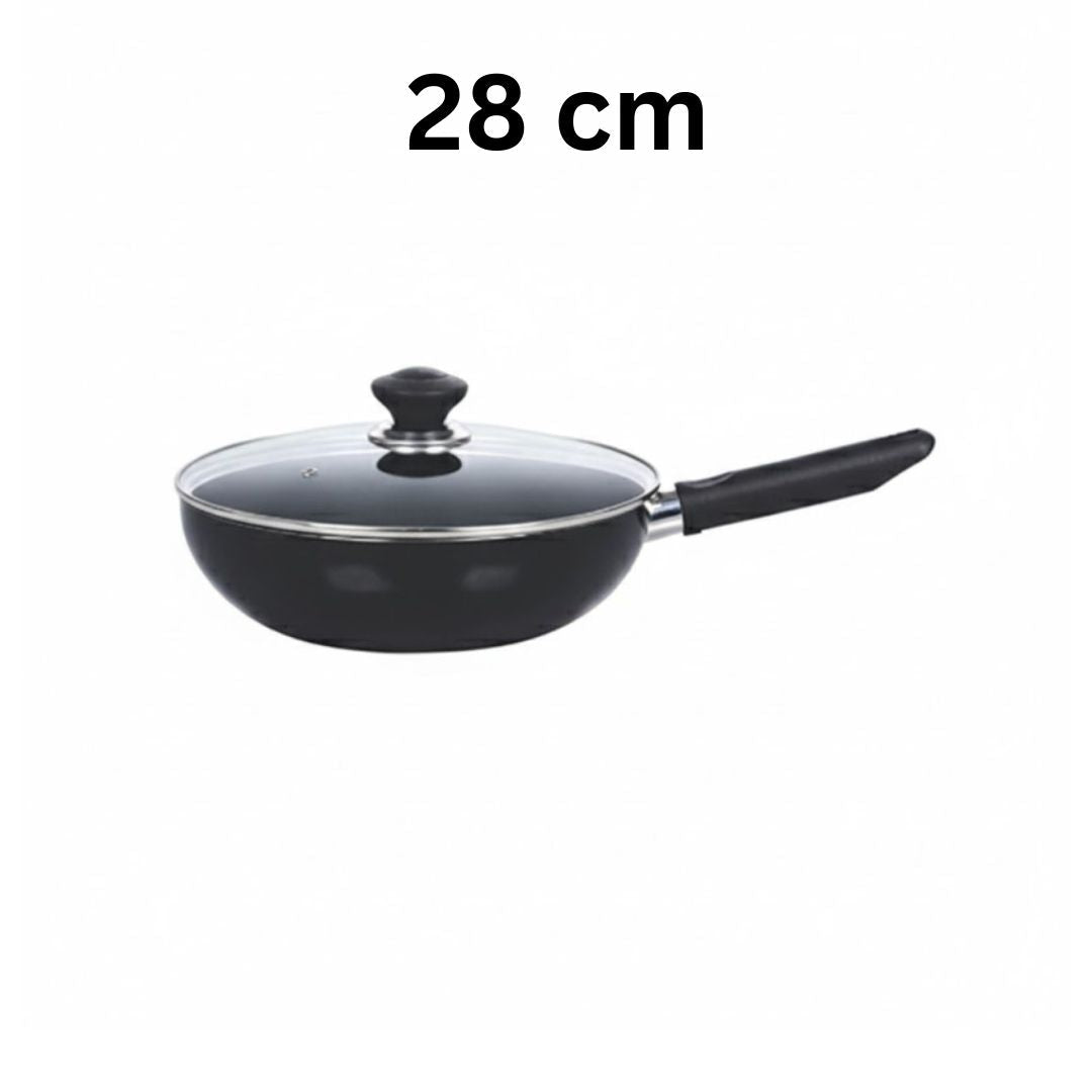 Kitchen King Imperial Wok/Karahi with Long Handle and Glass Lid - Homazing