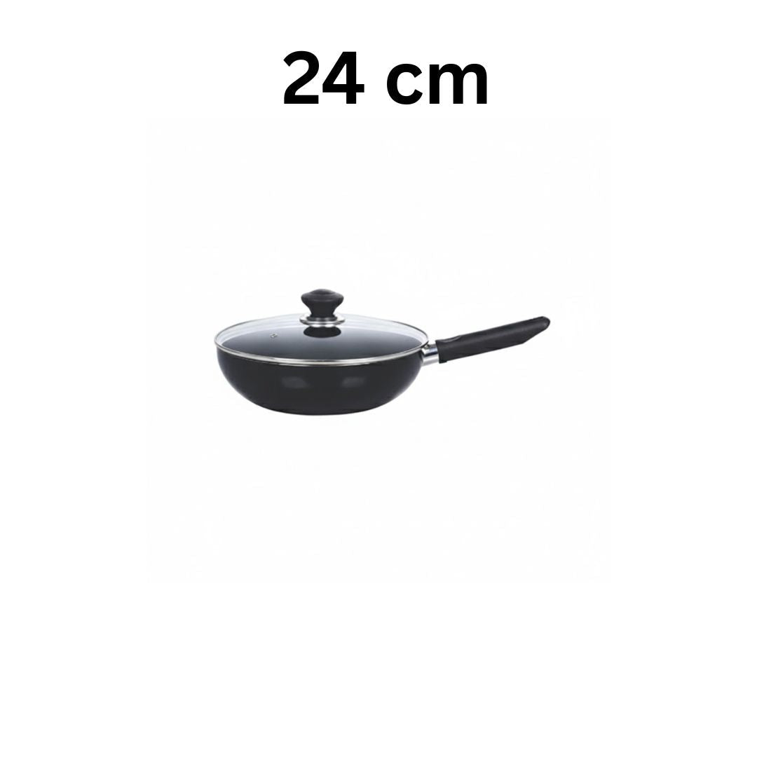 Kitchen King Imperial Wok/Karahi with Long Handle and Glass Lid - Homazing