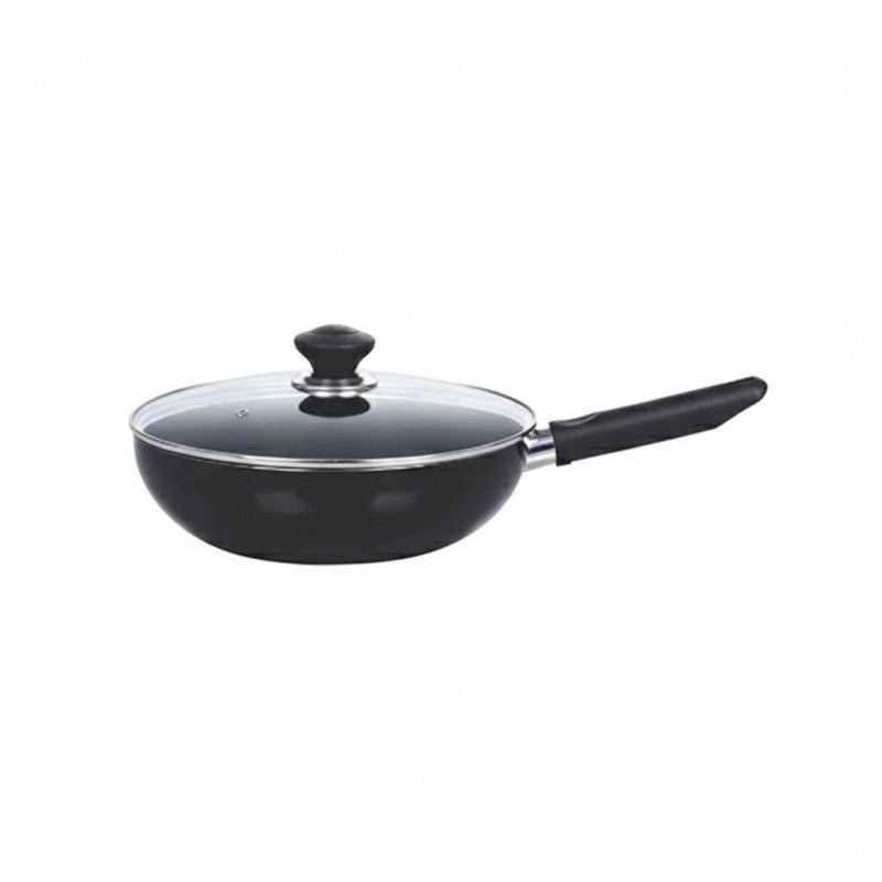 Kitchen King Imperial Wok/Karahi with Long Handle and Glass Lid - Homazing