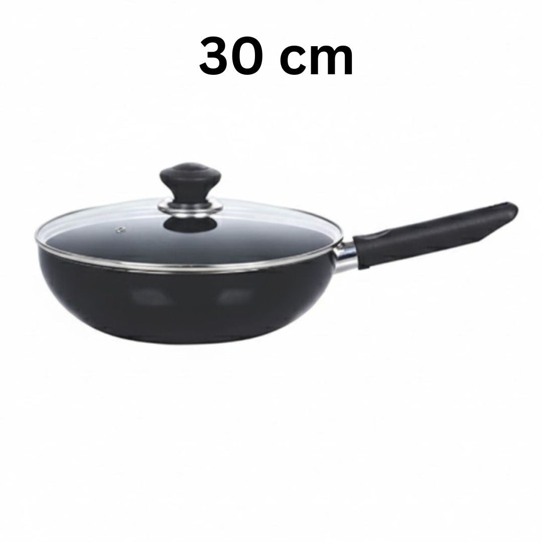 Kitchen King Imperial Wok/Karahi with Long Handle and Glass Lid - Homazing