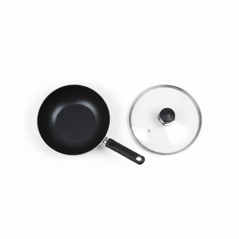 Kitchen King Imperial Wok/Karahi with Long Handle and Glass Lid - Homazing