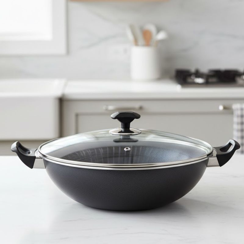 Kitchen King Proto Wok Karahi with Glass Lid - Homazing