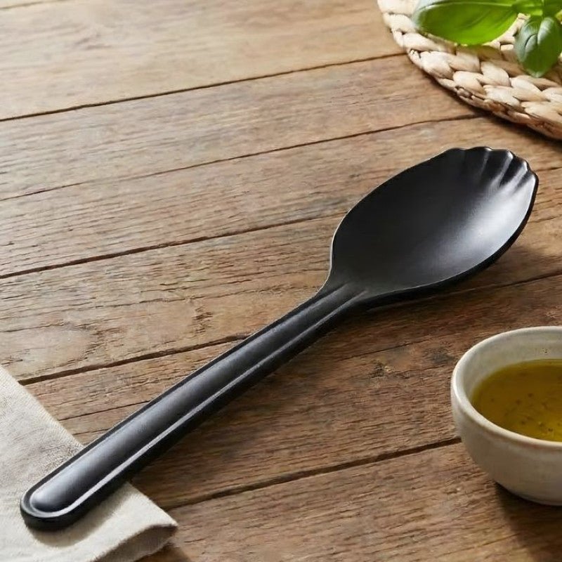Melamine Black Serving Rice Flat Spoon - Homazing