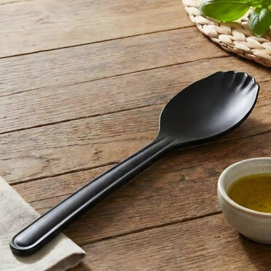 Melamine Black Serving Rice Flat Spoon - Homazing