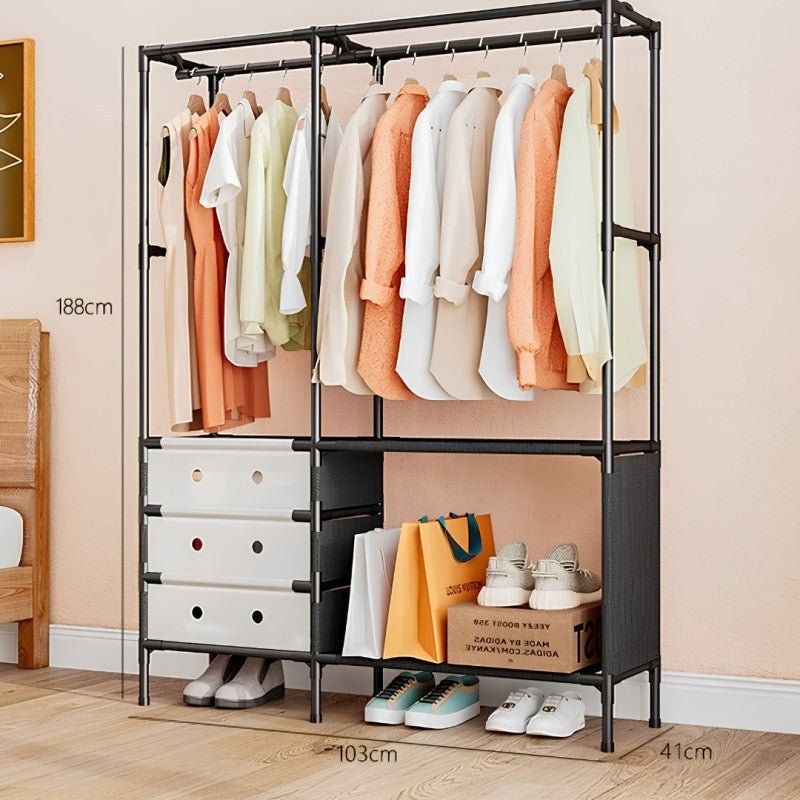 Multi Tier Clothing Rack with Drawers and Shoe Storage Organizer for Home and Bedroom - Homazing