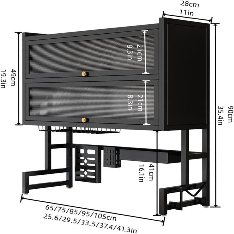 Over Sink Double Layer Dish Rack with Cabinet - Homazing