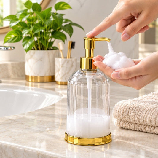 Plastic Soap Dispenser with Golden Pump - Homazing