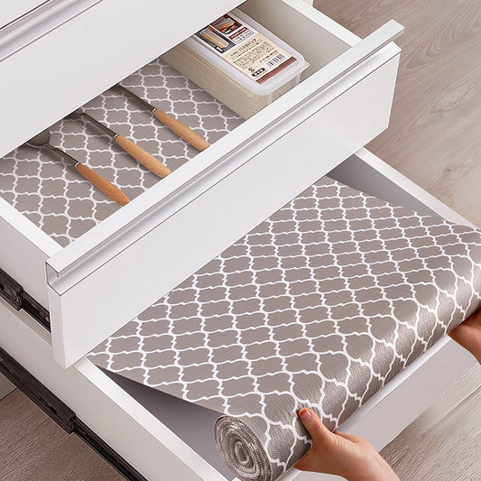Anti-Slip Fridge & Drawer PVC Sheet Roll Beige Diagonal Design