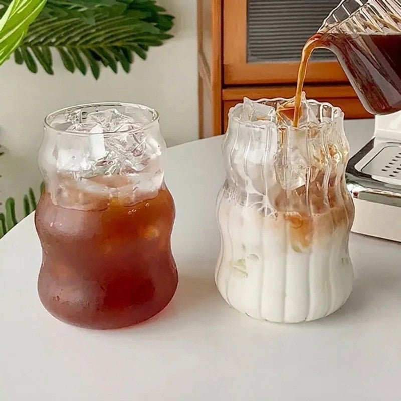 Ripple 400MLGlass Tumbler with Wooden Lid & Straw - Homazing