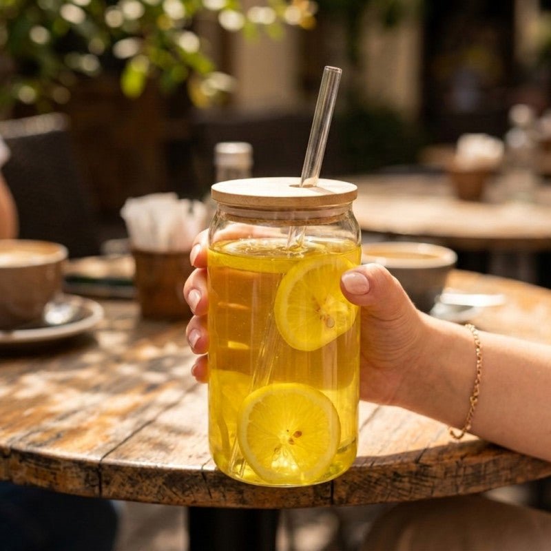 Round 350ML Tumbler with Wooden Lid & Straw - Homazing