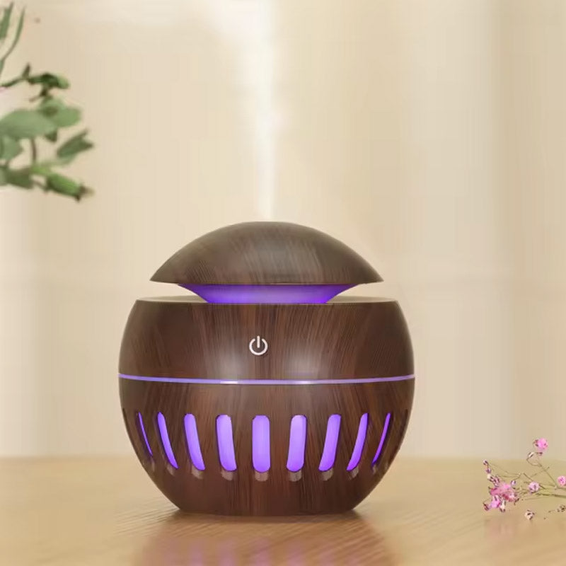 Wood Grain Round Humidifier With LED Light – Homazing