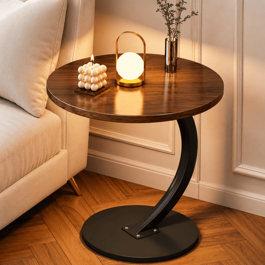 Rustic Wooden Round Table - Homazing
