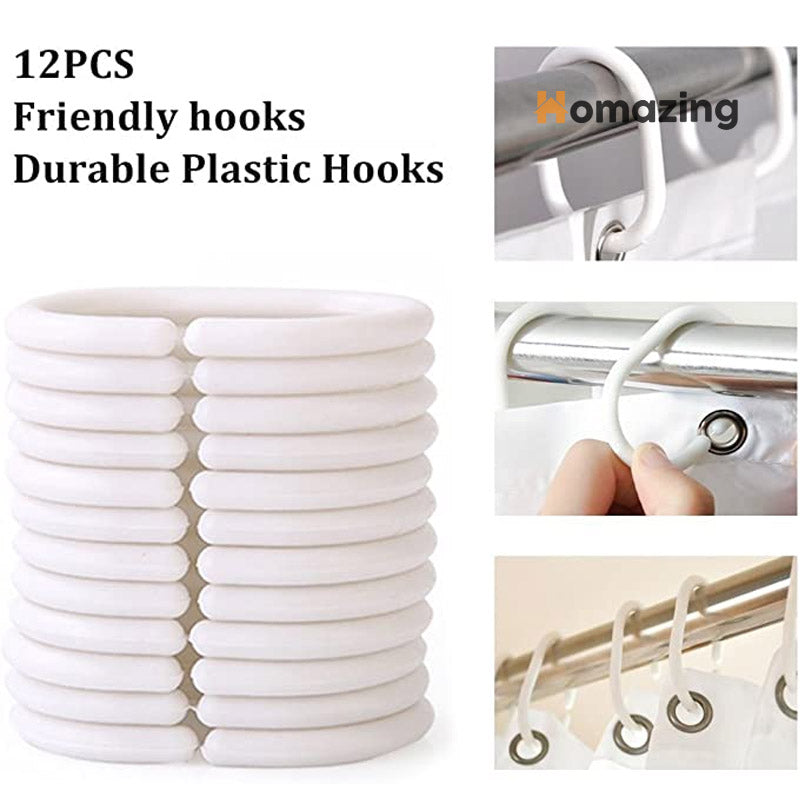 Shower Curtain Liner with Hooks Waterproof