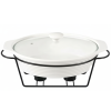 Brilliant Oval 17inch Serving Casserole Dish with Candle Stand & Glass Lid