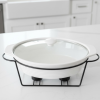 Brilliant Oval 17inch Serving Casserole Dish with Candle Stand & Glass Lid
