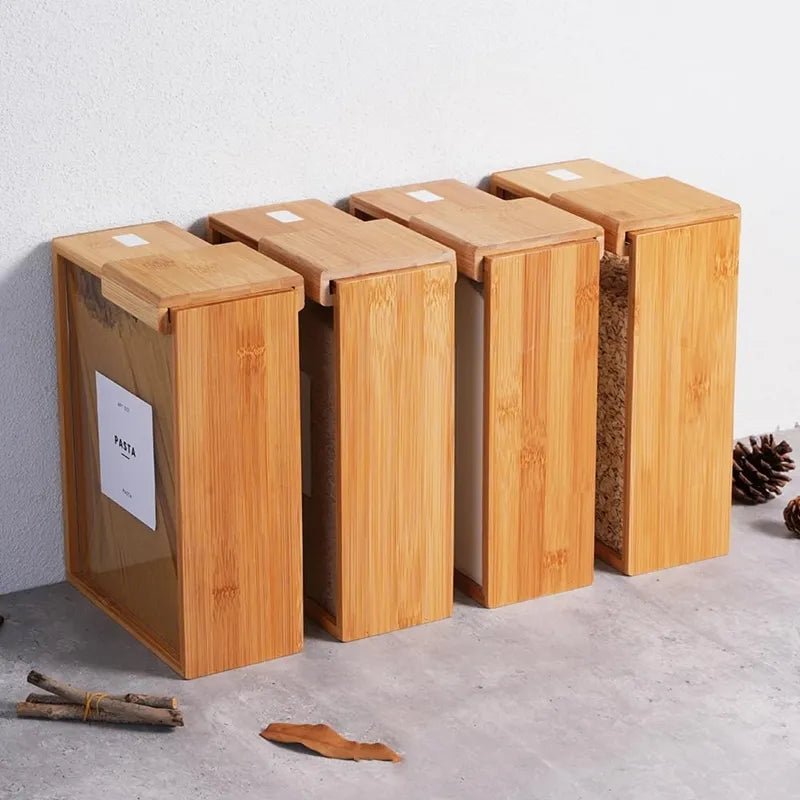 Small Wooden Rice Jar Box Premium Kitchen Storage Container - Homazing