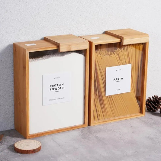 Small Wooden Rice Jar Box Premium Kitchen Storage Container - Homazing