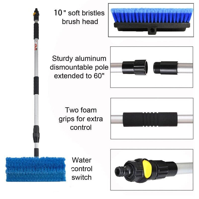 Telescopic Solar Panel Cleaning Brush With Water Switch – Homazing