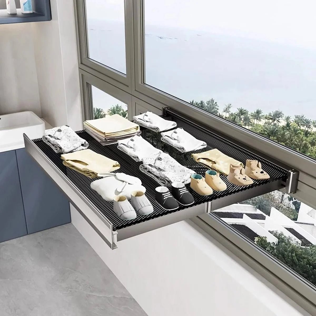 Space Saving wall Mounted Cloth Drying Rack With Hook - Homazing