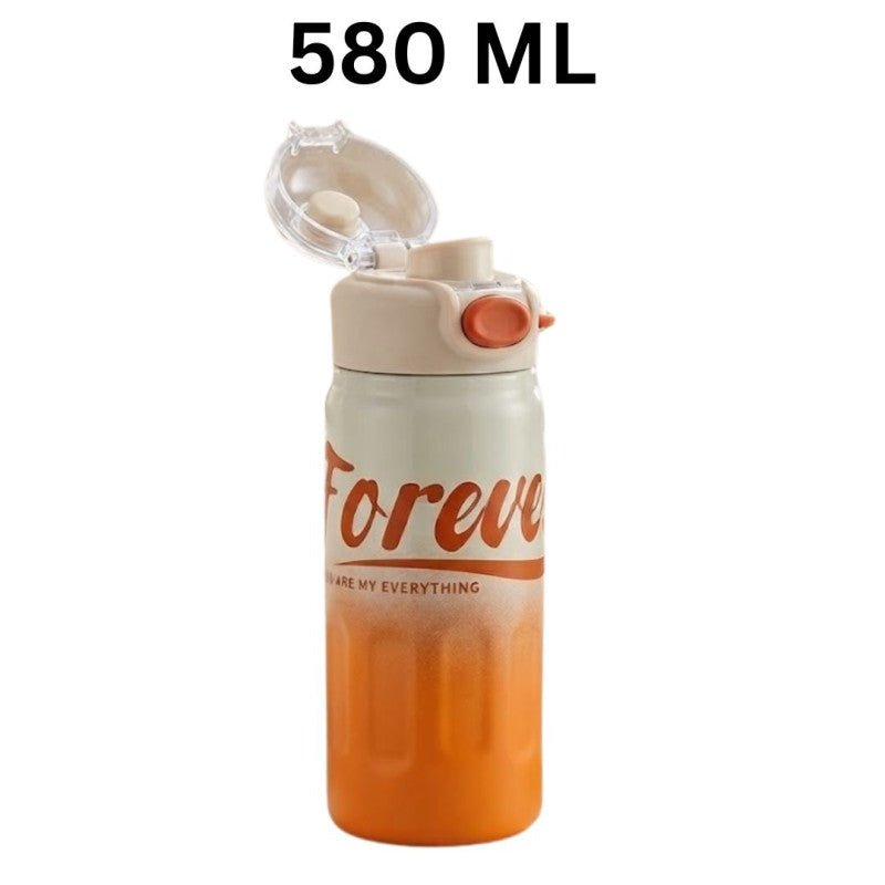 Stainless Steel 580ML Insulated Water Bottle with Lockable Flip Cap - Homazing