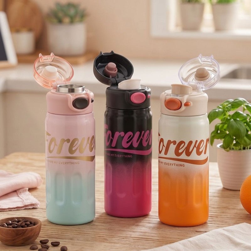 Stainless Steel 580ML Insulated Water Bottle with Lockable Flip Cap - Homazing