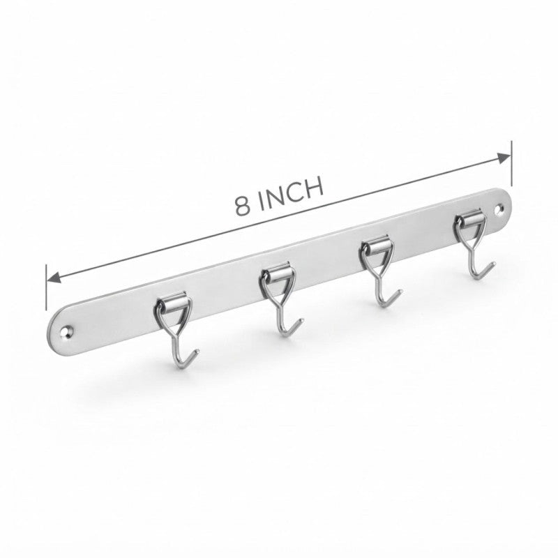 Stainless Steel Wall Rail Bar with Hooks for Kitchen Bathroom and Home Storage - Homazing