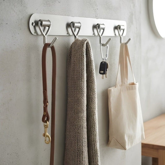 Stainless Steel Wall Rail Bar with Hooks for Kitchen Bathroom and Home Storage - Homazing