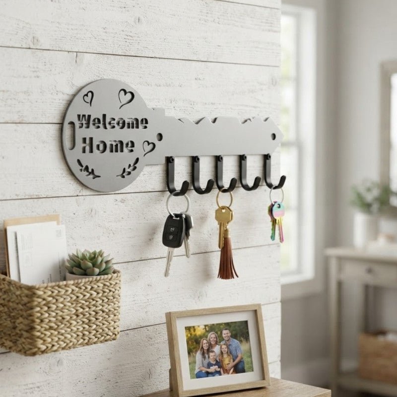 Wall Mounted Metal Key Holder with 5 Hooks for Home Entrance and Wall Décor - Homazing