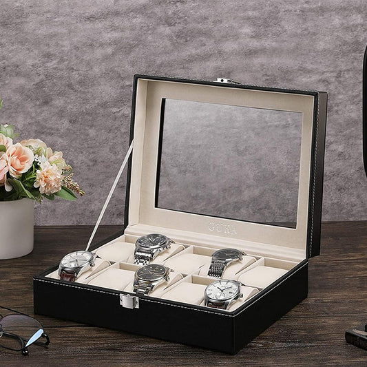 10 Slot Leather Watch Organizer Box