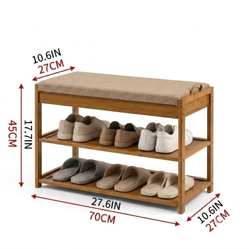 Wooden Shoe Rack With Sitting Bench - Homazing